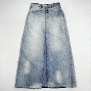 We‎ The Free People Skirt Womens 2 Come As You Are Maxi Denim Front Slit NWOT